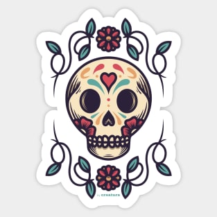 Floral Skull Sticker